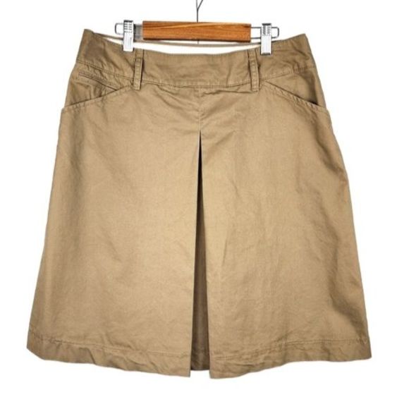 Mango Dresses & Skirts - MNG By Mango Skirt Women's Size 10 Beige Cotton A-Line Knee Length Pleated